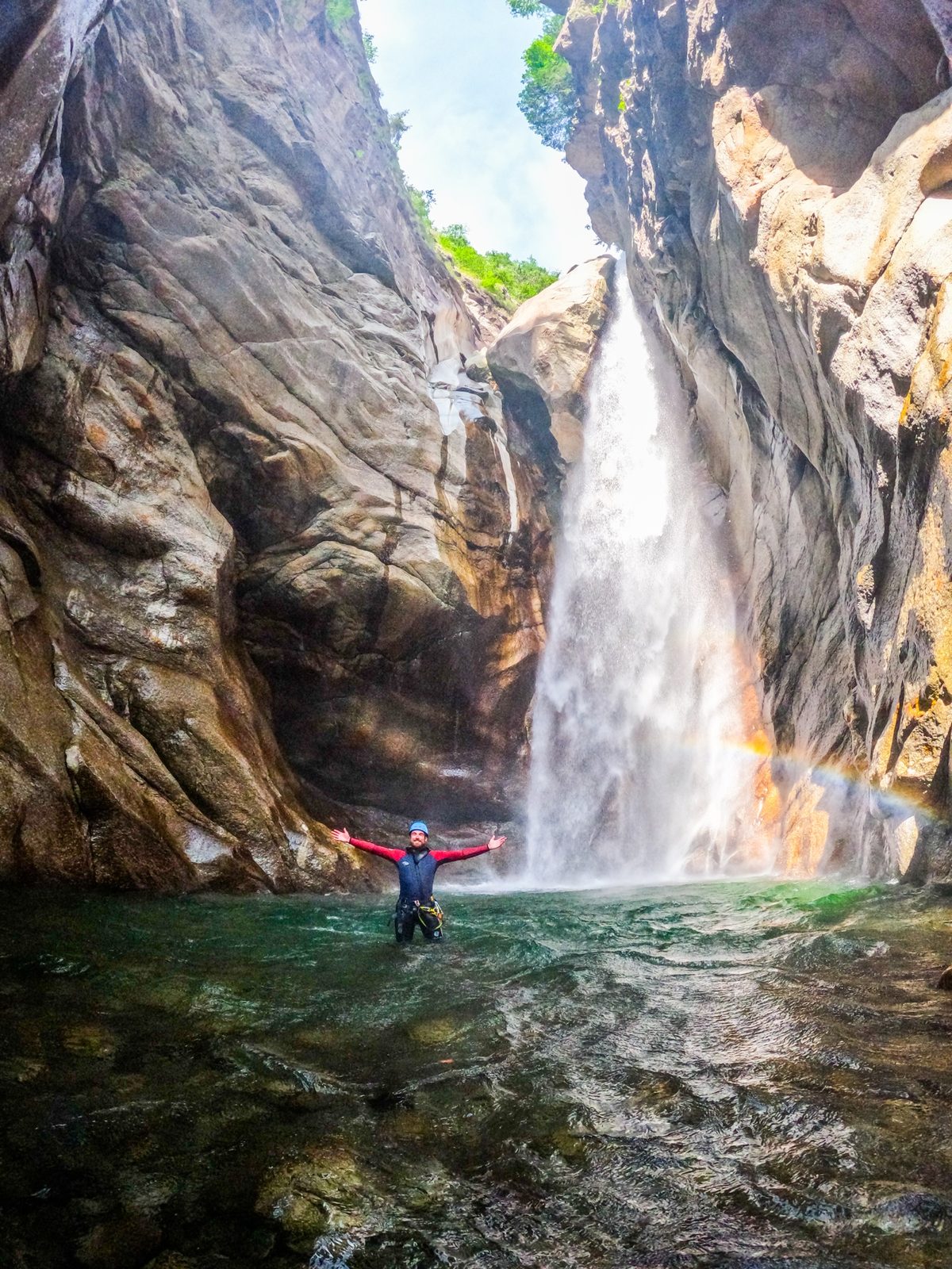 Sebastian am Pontirone Wasserfall